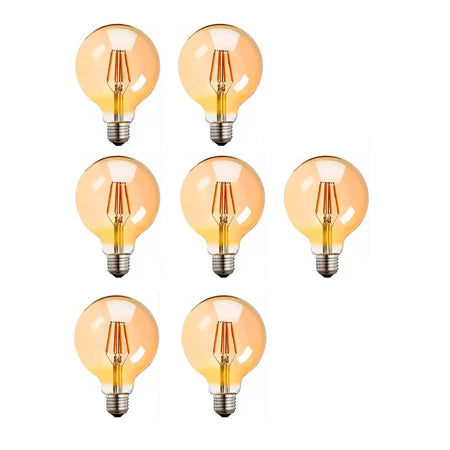 Kit 7 Lâmpada Filamento LED Globo G80 4W AMBAR 2200K BIVOLT