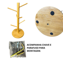 Porta Xícaras e Canecas de Bambu 6 Ganchos Organizador Suporte Café Cozinha Premium