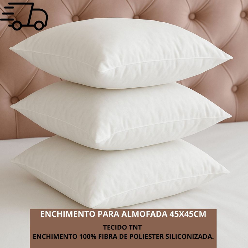 Kit até 4 Unidades Enchimento Almofada Refil 45x45 Antibacteriano Premium Luxo Cama