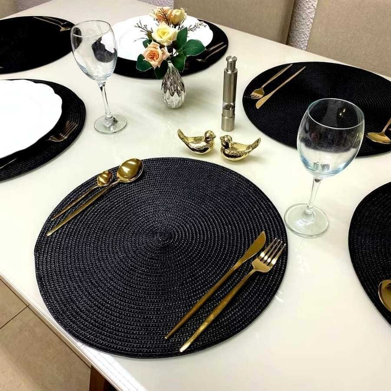 Novo Kit 2/4/8 Jogo Americano Redondo Jantar para Mesa Posta, Descanso de Prato Elegante