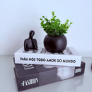 Kit Vaso Bola com planta artificial + estátua pensadora (LIVROS NÃO ACOMPANHAM O KIT)