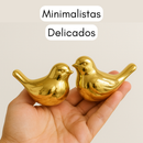 Kit Casal de Passarinho Enfeite Dourado Prata Rose Pequeno Porcelana Decoração Sala Rack Decorativo