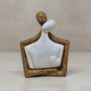 Escultura Casal Apaixonado Decoração Cerâmica Rack Sala Escritório