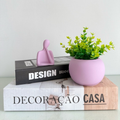 Kit Vaso Bola com planta artificial + estátua pensadora (LIVROS NÃO ACOMPANHAM O KIT)