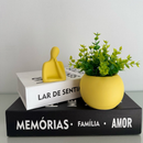 Kit Vaso Bola com planta artificial + estátua pensadora (LIVROS NÃO ACOMPANHAM O KIT)