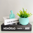 Kit Vaso Bola com planta artificial + estátua pensadora (LIVROS NÃO ACOMPANHAM O KIT)