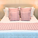 Kit Peseira Manta Tricot Sofá Cama Casal Queen King Aconchego Home Decor + 2 Capas Almofadas