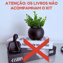 Kit Vaso Bola com planta artificial + estátua pensadora (LIVROS NÃO ACOMPANHAM O KIT)