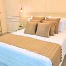 Kit Peseira Manta Tricot Sofá Cama Casal Queen King Aconchego Home Decor + 2 Capas Almofadas