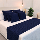 Kit Peseira Manta Tricot Sofá Cama Casal Queen King Aconchego Home Decor + 2 Capas Almofadas