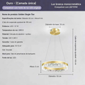 Lustre Pendente LED Cristal Premium 57W - Dourado | Iluminação Forte e Design Luxuoso para Sala, Quarto e Cozinha
