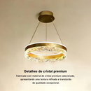 Lustre Pendente LED Cristal Premium 57W - Dourado | Iluminação Forte e Design Luxuoso para Sala, Quarto e Cozinha