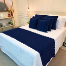 Kit Peseira Manta Tricot Sofá Cama Casal Queen King Aconchego Home Decor + 2 Capas Almofadas