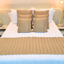 Kit Peseira Manta Tricot Sofá Cama Casal Queen King Aconchego Home Decor + 2 Capas Almofadas