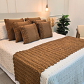 Kit Peseira Manta Tricot Sofá Cama Casal Queen King Aconchego Home Decor + 2 Capas Almofadas