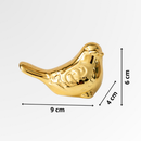 Kit Casal de Passarinho Enfeite Dourado Prata Rose Pequeno Porcelana Decoração Sala Rack Decorativo