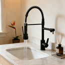 Torneira De Cozinha Gourmet Alça Única Com Extensor De Spray Tubo De Água Flexível Superior Prateado Para Ajuste