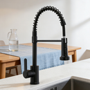 Torneira De Cozinha Gourmet Alça Única Com Extensor De Spray Tubo De Água Flexível Superior Prateado Para Ajuste