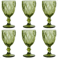 Jogo de 6 Taças de Vidro Diamond Transparente Ambar Furta Cor Verde Azul Fume Bico De Jaca 330ml