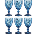Jogo de 6 Taças de Vidro Diamond Transparente Ambar Furta Cor Verde Azul Fume Bico De Jaca 330ml