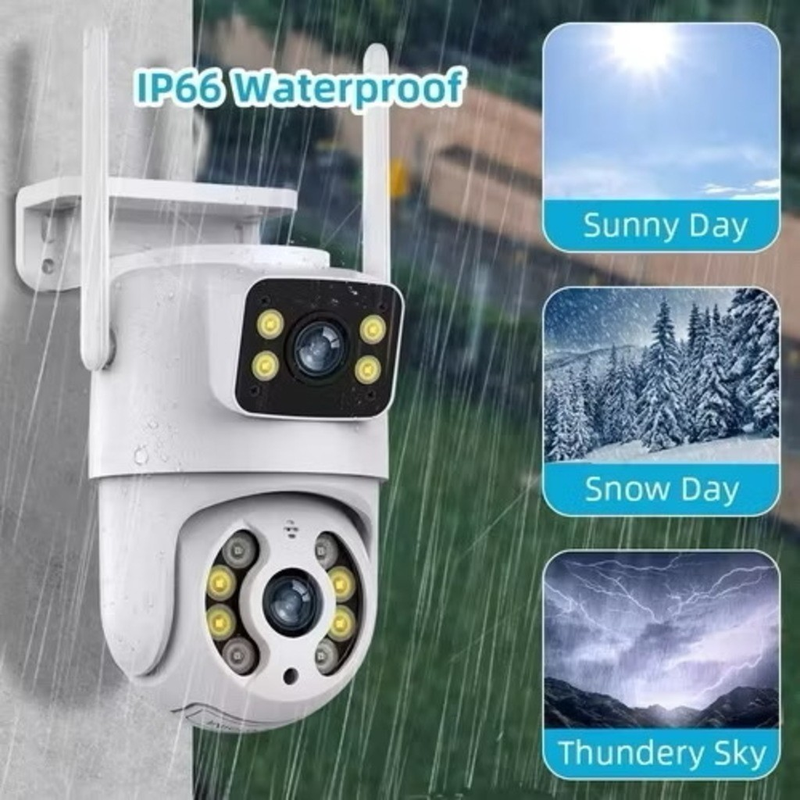 Câmera de segurança YOOSEE IP66 Wi-Fi com lente dupla e sensor de movimento 360° YIHAN