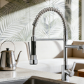 Torneira De Cozinha Gourmet Alça Única Com Extensor De Spray Tubo De Água Flexível Superior Prateado Para Ajuste